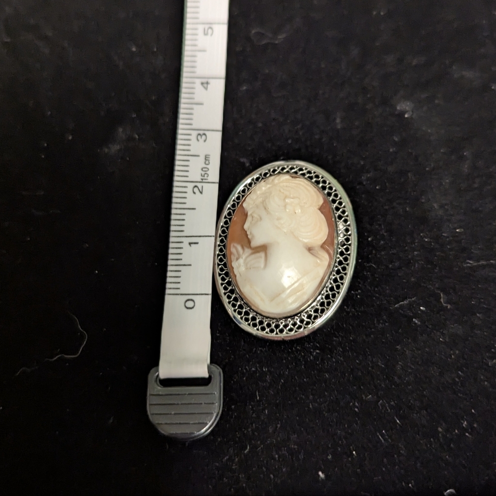 Cameo Mid-Century Brooch Pendant Beau Sterling Silver Looks Brand New - Picture 4 of 4